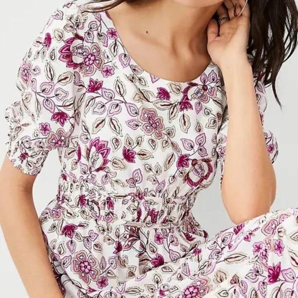 ANN TAYLOR FLORAL TIERED MIDI DRESS New - Picture 3 of 3